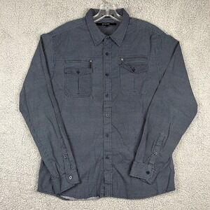 CJ Black Shirt Mens Extra Large Slim Fit Button-Up Zip Pockets Geometric Allover